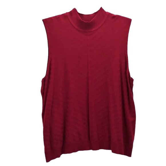 Avenue Sleeveless Burgundy Mock Turtleneck Sweater Vest Plus Size 26/28 - Picture 2 of 8